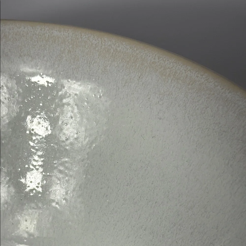 Retired Pier 1 Speckled Stoneware White Ceramic Round Bowl‎